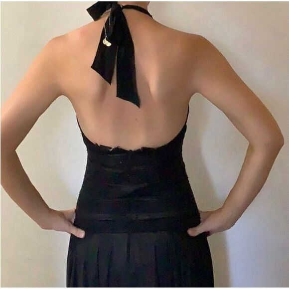 Bcbg Maxazria Solid Black Halter Tank Silk MIDI Dress Xs Petite - Picture 4 of 8